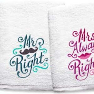 TOWELS SET MR.RIGHT AND MRS.ALWAYS RIGHT