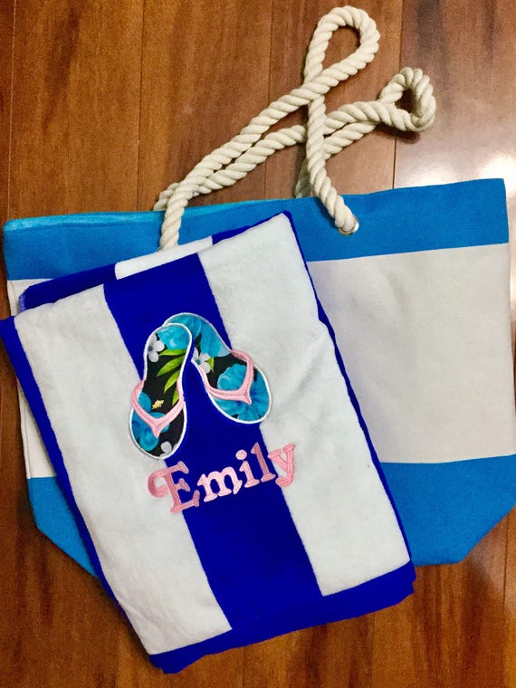 Beach Towel and Beach Tote Bag Personalized set Beach towels Etsy