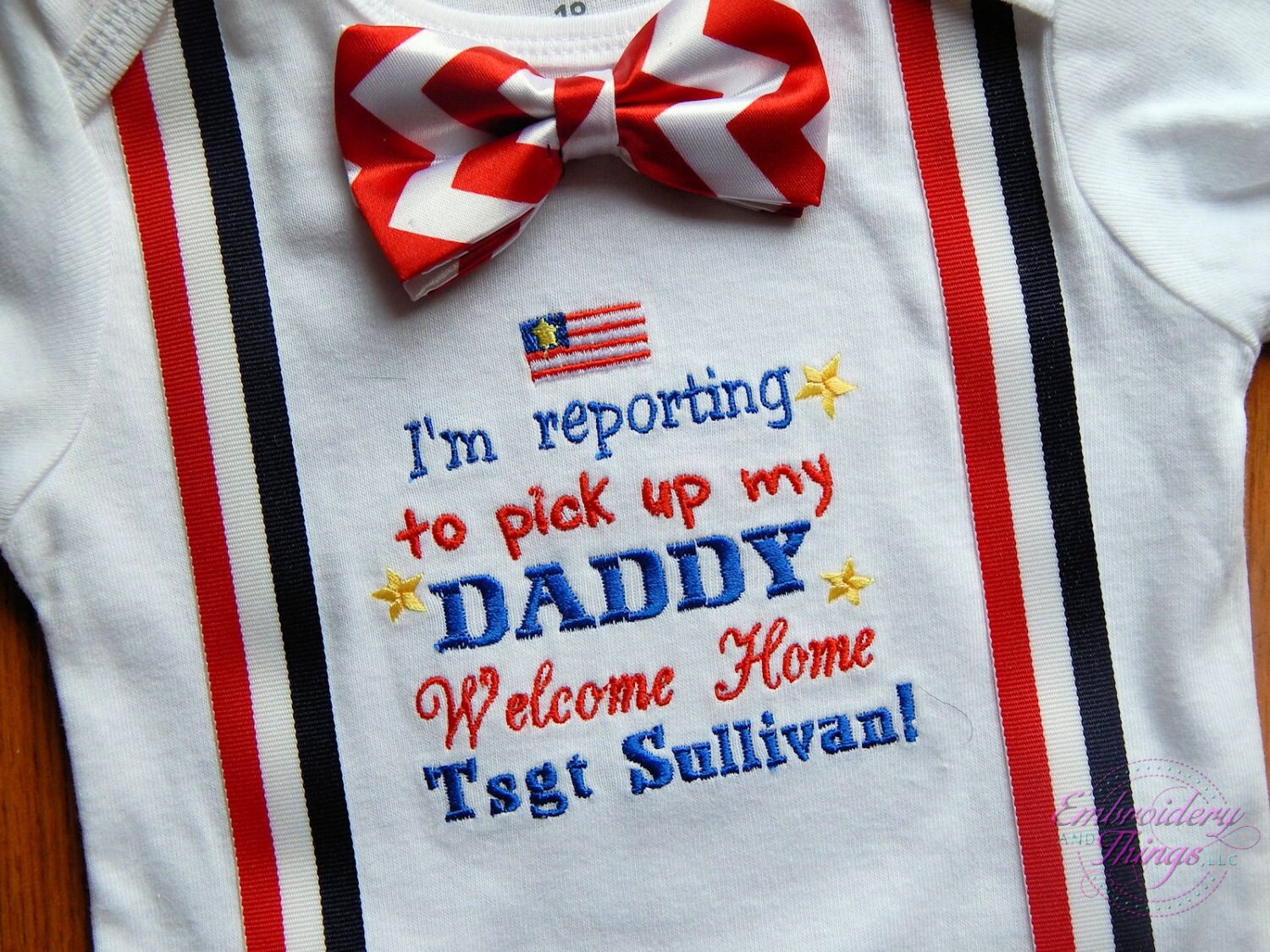 White RAF Personalised Baby grow custom text Army Welcome home daddy 