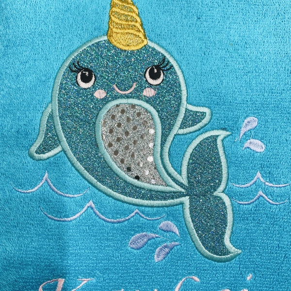 Personalized kids Bath towels , Narwhal, Unicorn Whale, Dolphin bath towel, childrens bath towels -kids gifts -birthday gifts for kids