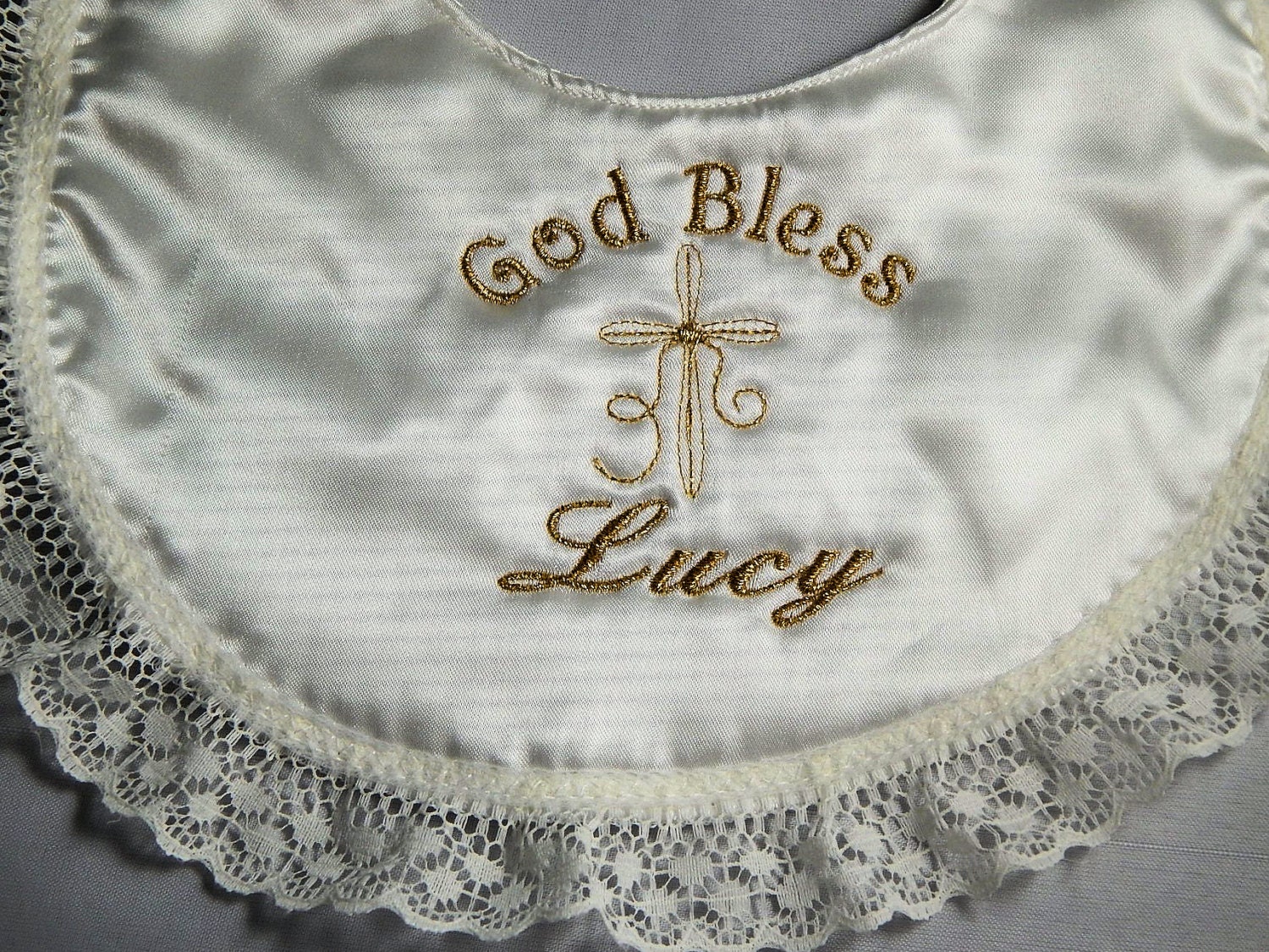 Ivory Baptism Bib Ivory Christening Bib Monogrammed Ivory Etsy
