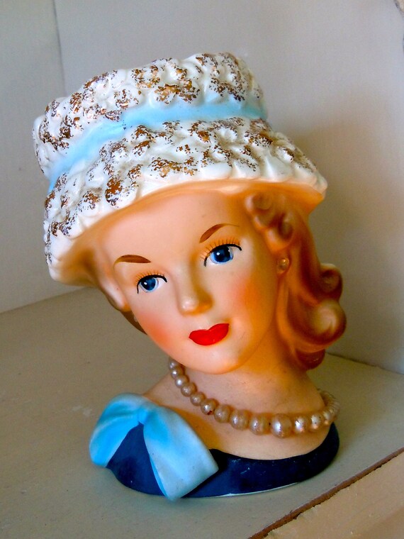 Items similar to Vintage Bust Girl Head Vase on Etsy
