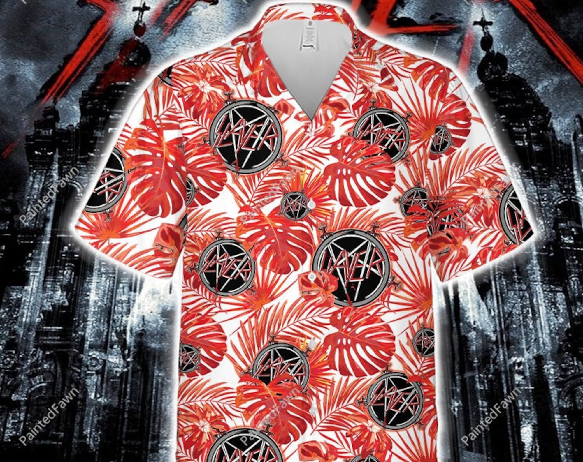 Slayer Band Unisex Hawaiian Shirts, Slayer Button Up Shirts