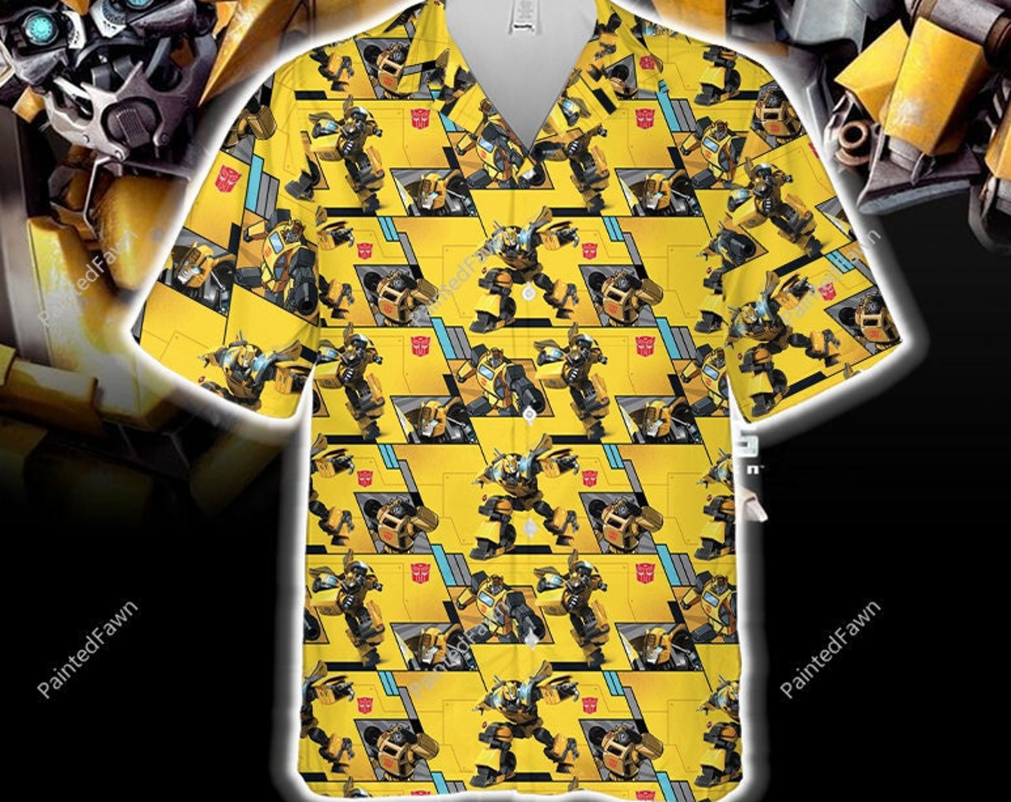 Transformer Bumble Bee Hawaiian Shirt, BumbleBee Button Up Shirt