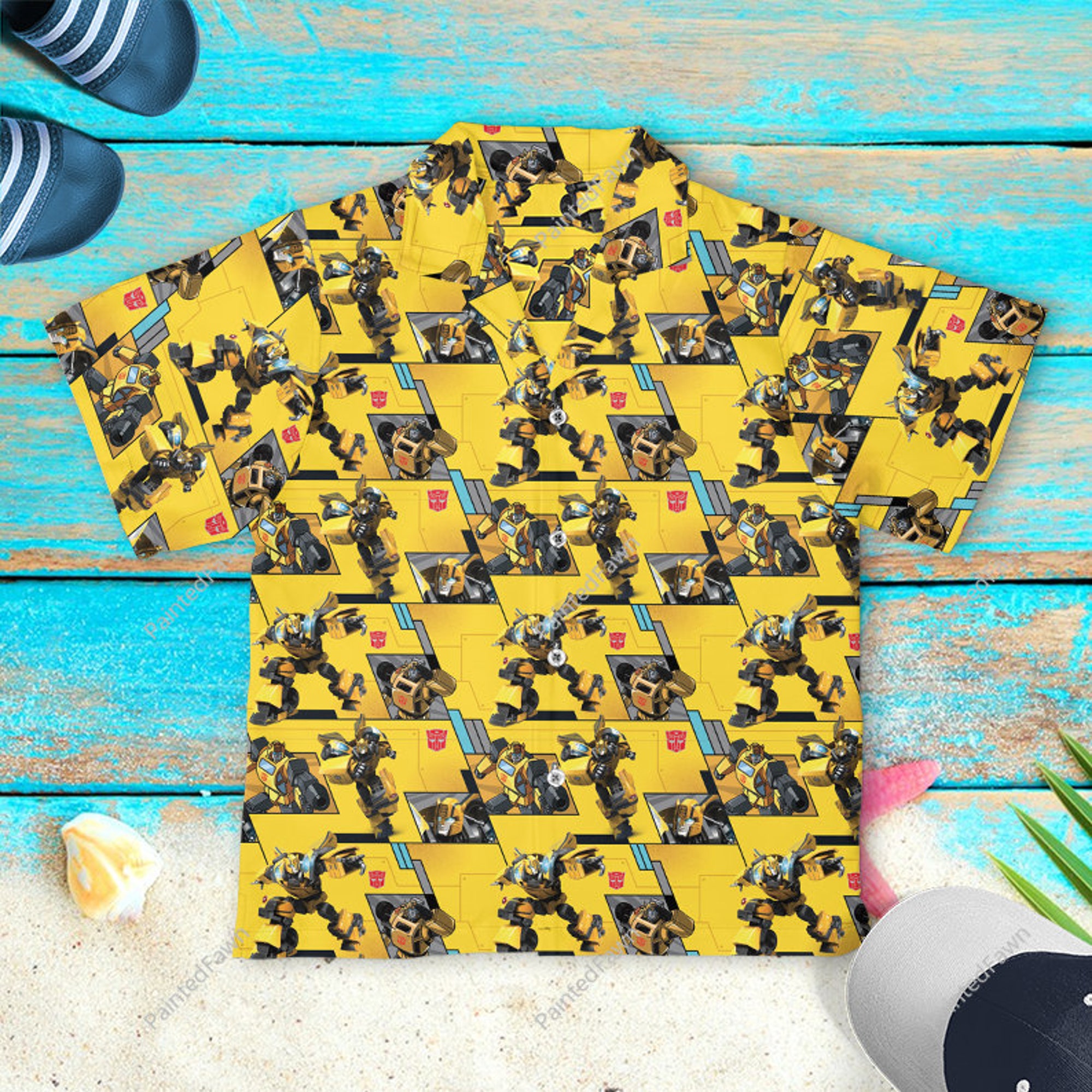 Transformer Bumble Bee Hawaiian Shirt, BumbleBee Button Up Shirt