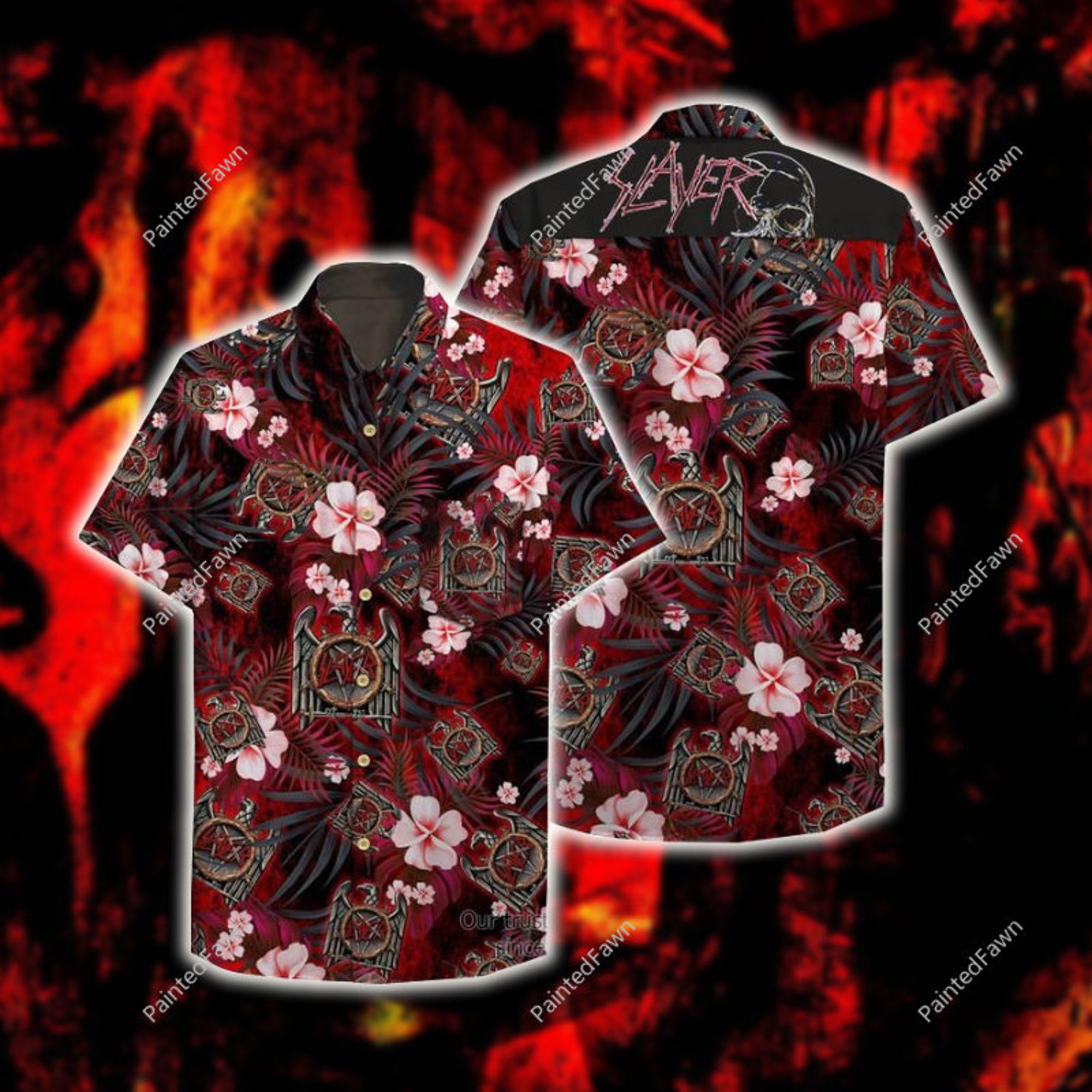 Slayer Hawaiian Shirt, Slayer Band Button Up Shirt