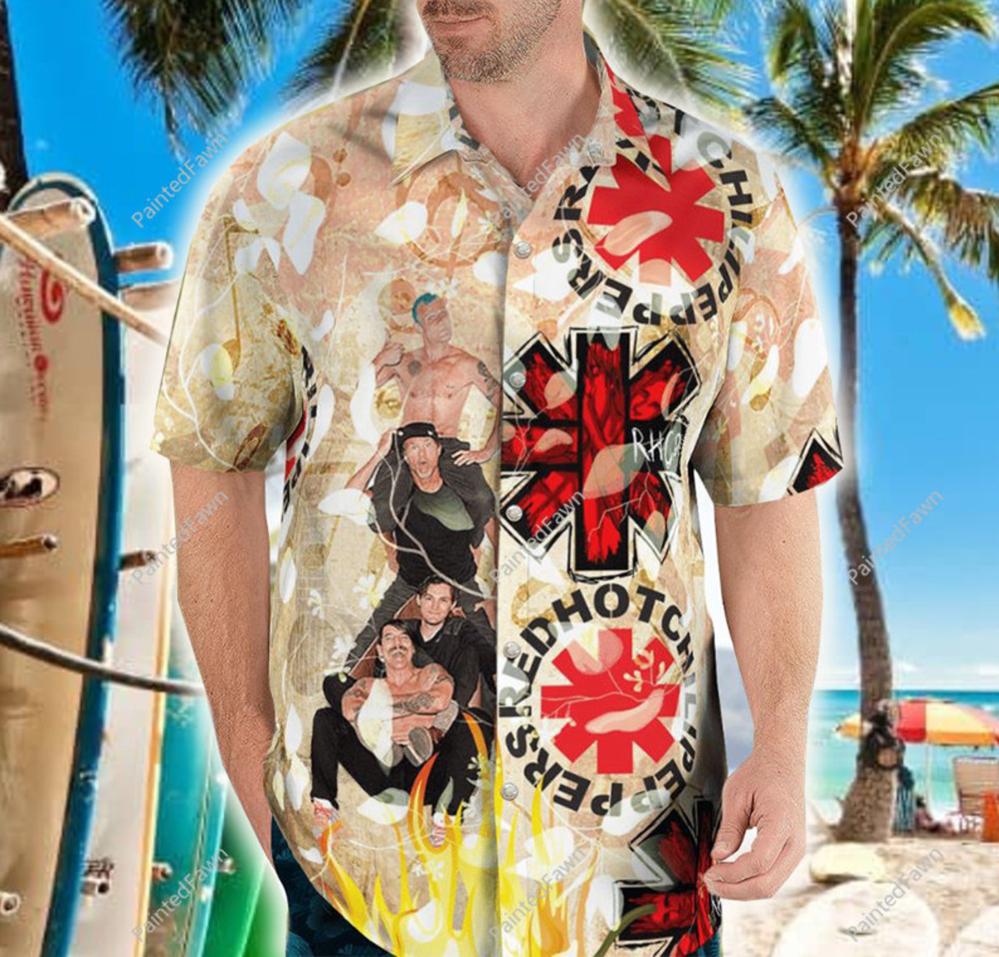 Discover Red Hot Chili Peppers In The Flesh Hawaiian Shirt
