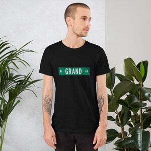 Grand Ave Chicago Nachbarschaft Straßenschild Unisex Shirt