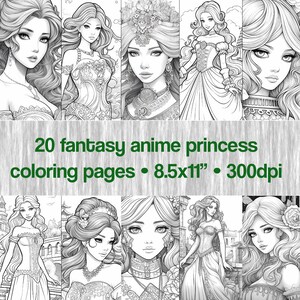 20 printable fantasy anime princess coloring pages