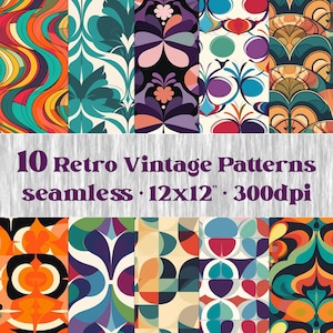10 padrões de papel digital retrô vintage para scrapbooking, papel de parede, convites, confecção de cartões, qualquer tipo de projeto!