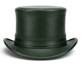 Green top hat, classic tall brim, costume and cosplay