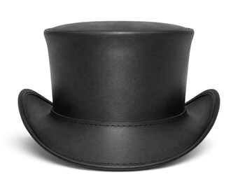 Black Leather Top Hat – Steampunk Gothic Headwear