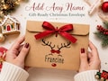 Personalized Xmas Money Holder 2026 Custom Christmas Kraft Brown Envelope with Satin Ribbon, Christmas Money Gifting, Kids Cash Gift
