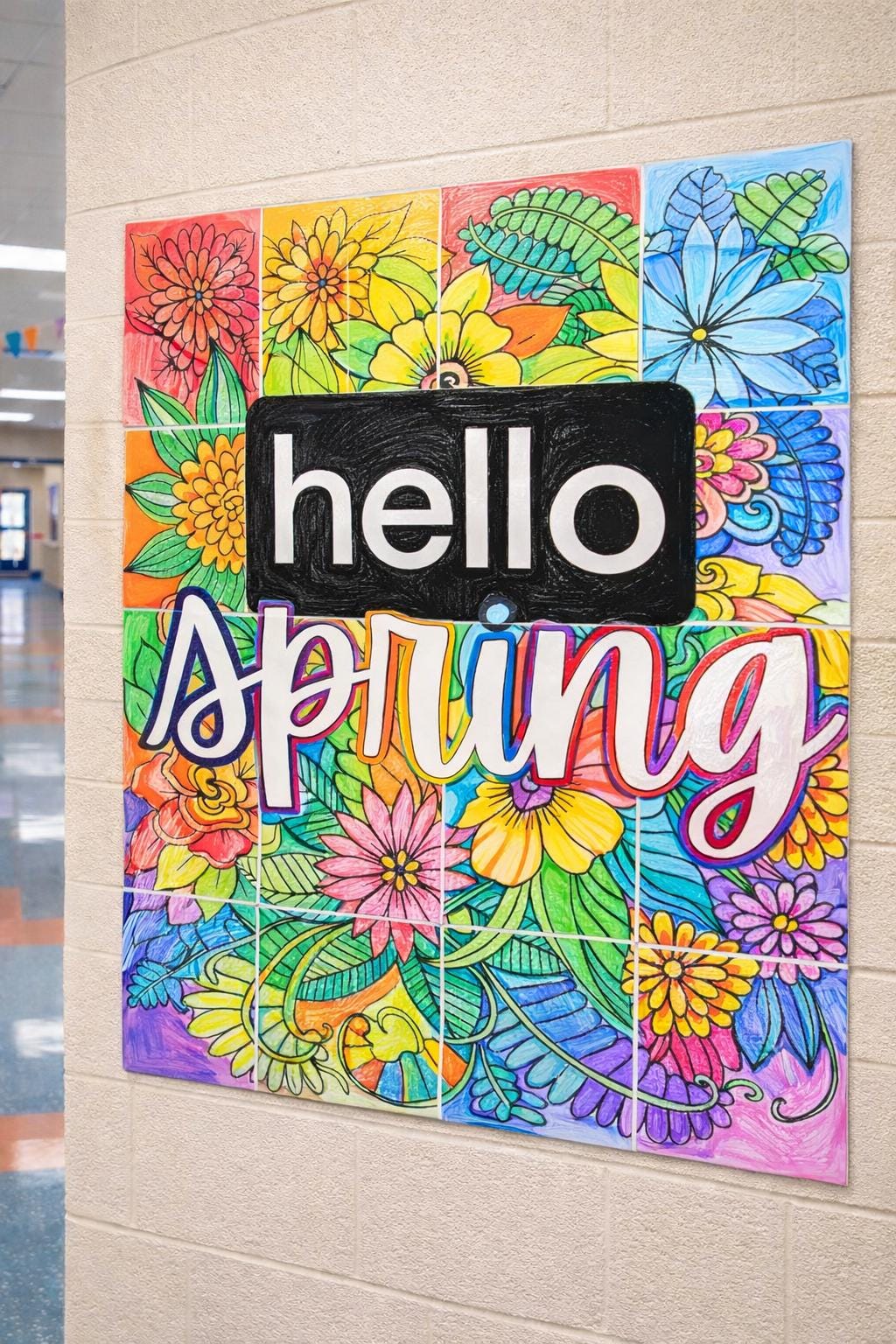 Hello Spring Classes Hello Spring Collaborative Poster | Classroom Bulletin Board Art ...