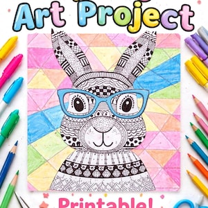 Spring Art Project Printable for Kids | Easter Animal Craft Activity | Bunny Chick Llama Pig | Elementary Classroom Art Lesson (PDF download