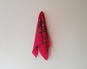 Vintage Ukrainian Headscarf Wool Headscarf Floral Headscarf Red Headscarf Traditional Scarf Wool Floral Scarf Rustic Chic Scarf Red Scarf