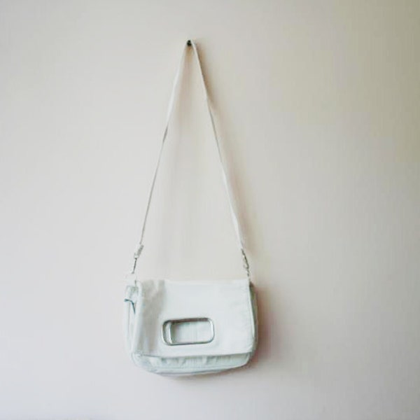 Vintage White Shoulder Bag/Vinatge Foldover Purse/Vintage Hand Bag/ Transformer Bag/Functional Bag/Eastern Germany Vintage Bag/1980s Style