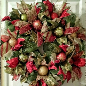 Traditional Wreath Door Wreath Fun and Funky yet Traditional Christmas Wreath Christmas Door Wreath Holiday Wreath Christmas Decoration