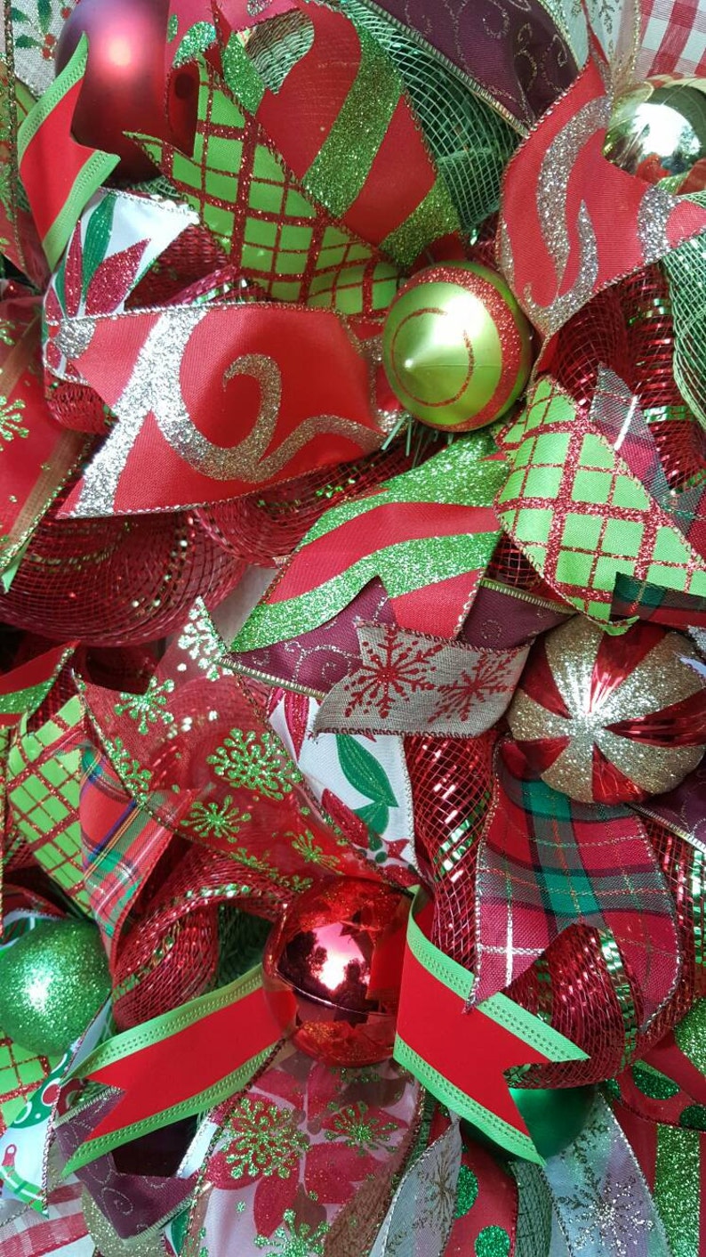 Traditional Wreath Door Wreath Fun and Funky yet Traditional Christmas Wreath Christmas Door Wreath Holiday Wreath Christmas Decoration