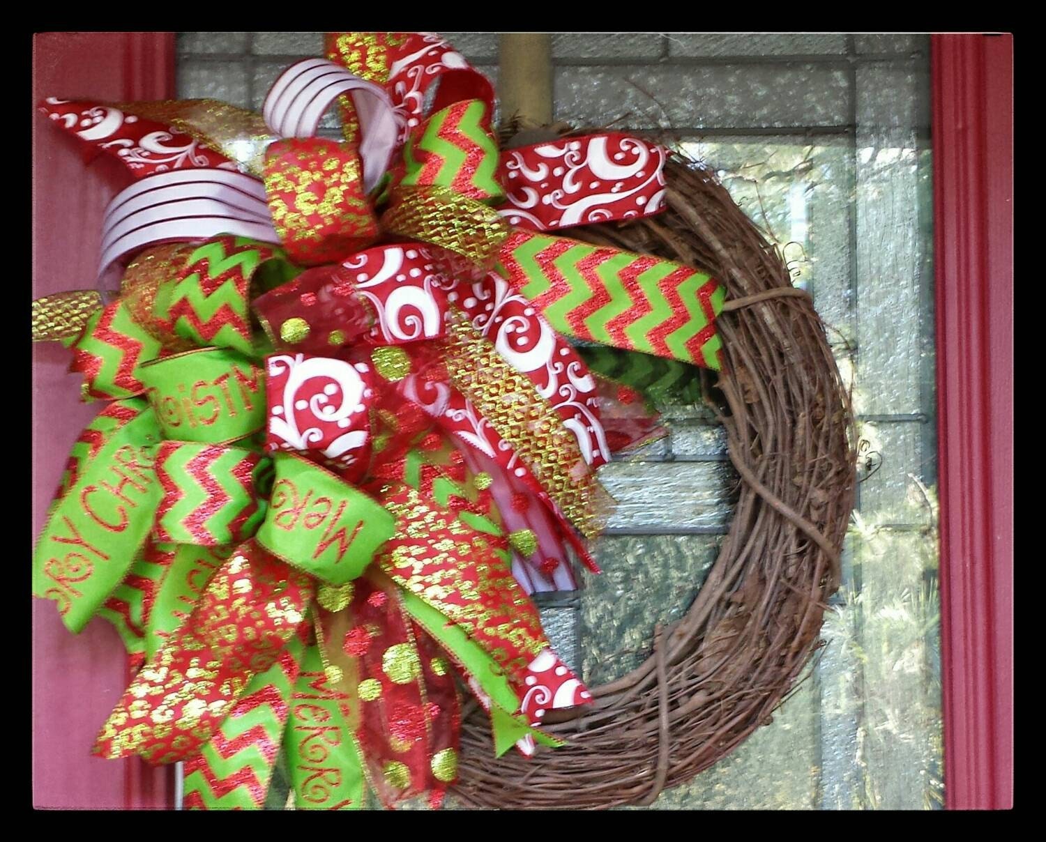 Whimsical Christmas Wreath Ribbon Christmas Wreath Ribbon | Etsy