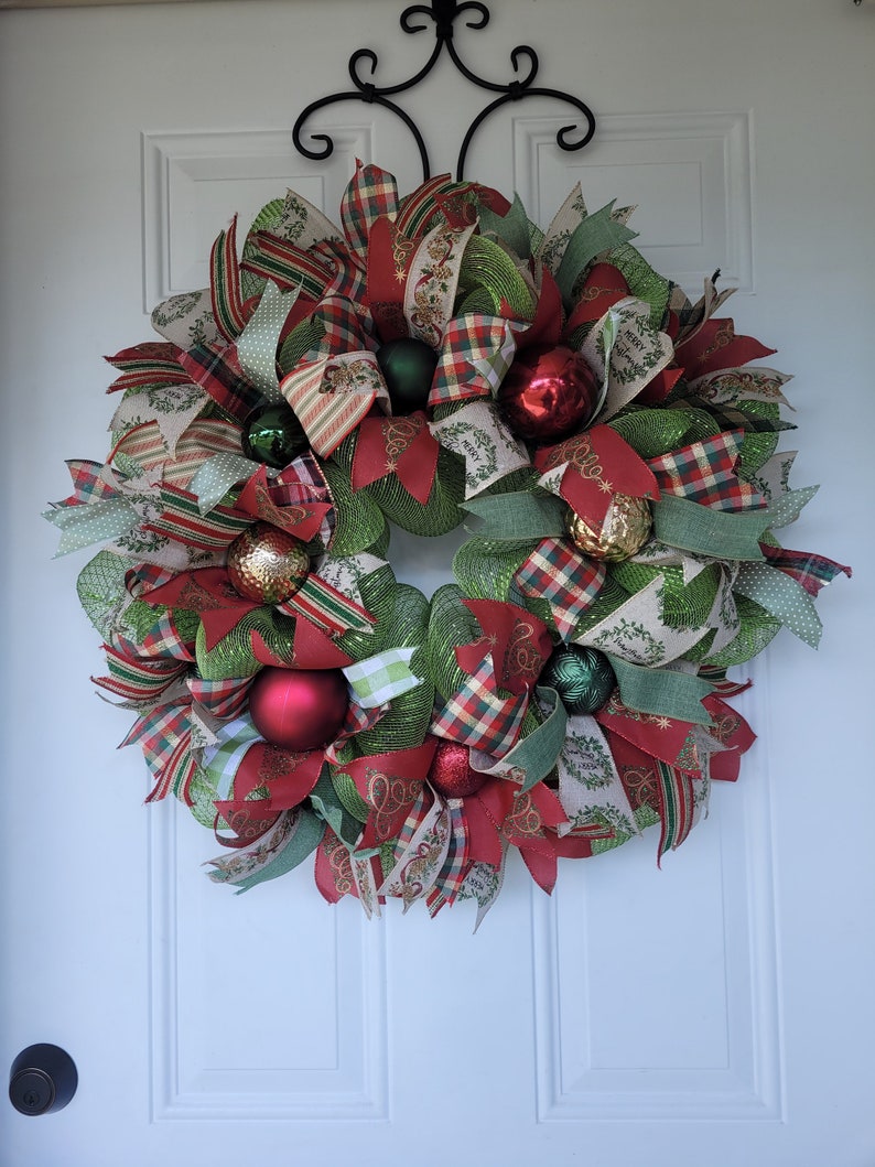 Best Seller Funky Christmas Wreath, Christmas Door Wreath, Holiday Wreath, Traditional Wreath, Christmas Decoration, Door Wreath image 8