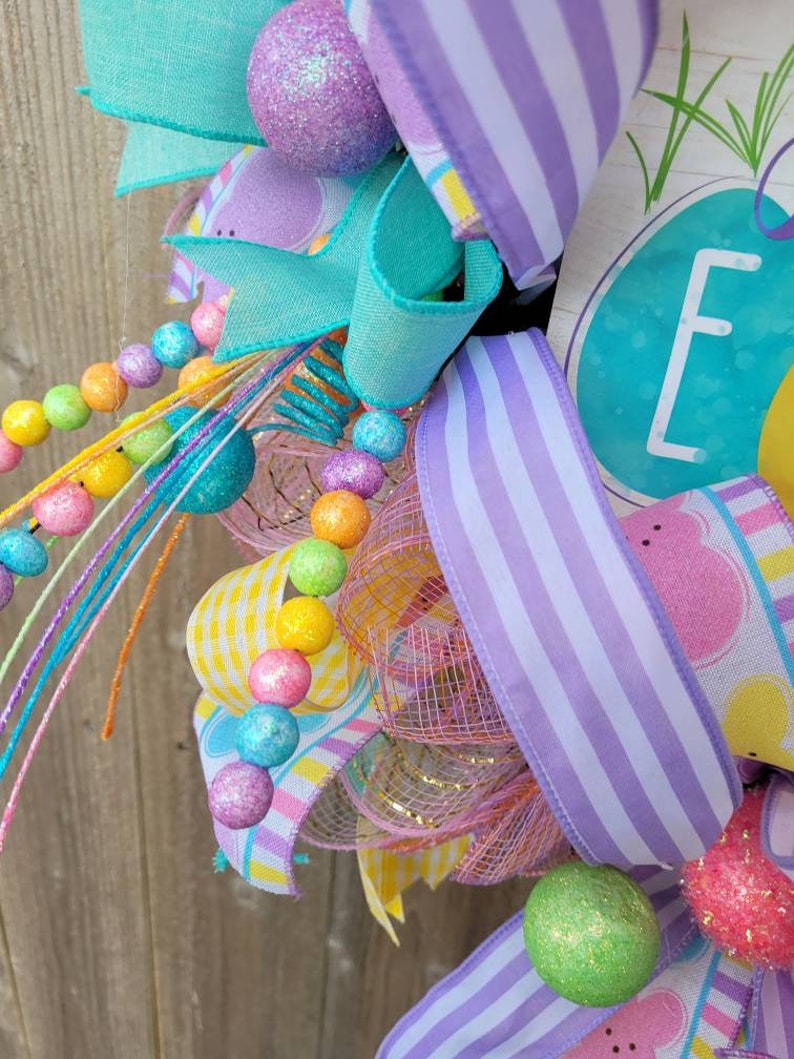 Easter Wreath, Spring Wreath, Easter Door Wreath, Front Porch Wreath, Front Door Wreath, Wreath with Easter signs, wreath for Easter image 5