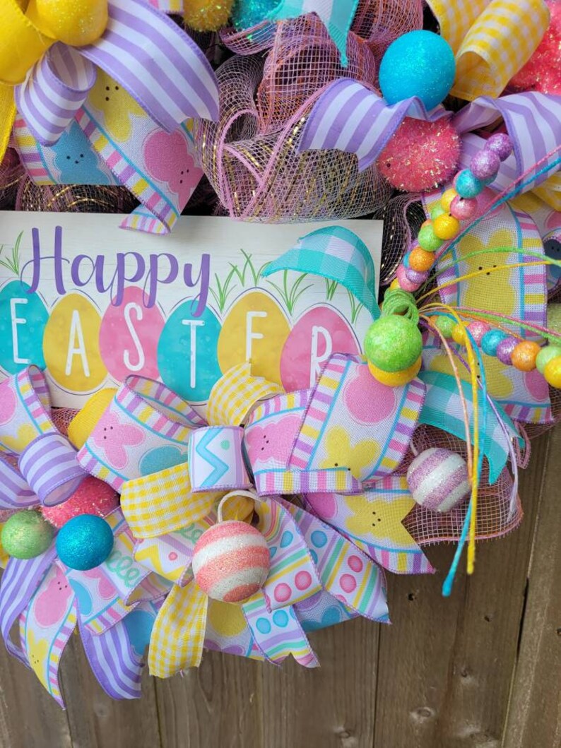 Easter Wreath, Spring Wreath, Easter Door Wreath, Front Porch Wreath, Front Door Wreath, Wreath with Easter signs, wreath for Easter image 3