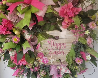 Easter Wreath, Spring Wreath, Easter Door Wreath, Front Porch Wreath, Front Door Wreath, Wreath with Easter signs, wreath for Easter