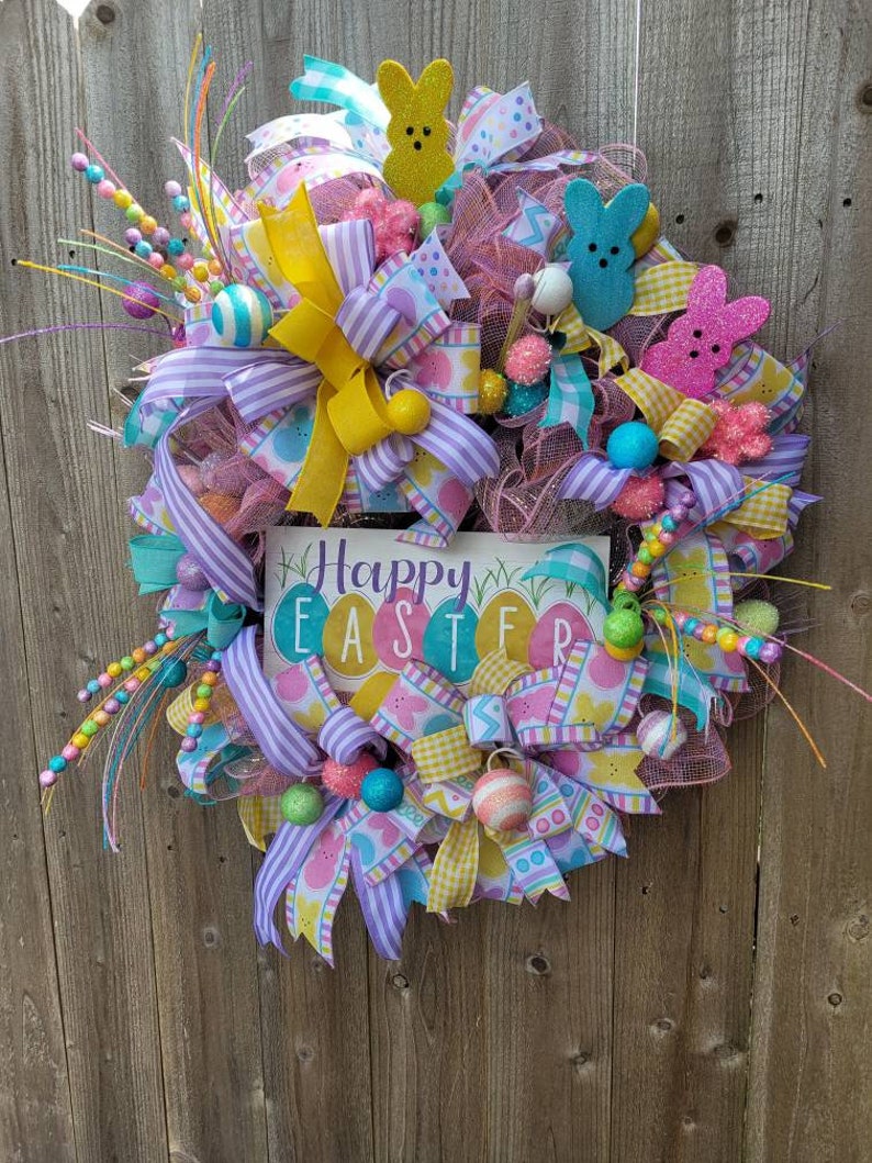 Easter Wreath, Spring Wreath, Easter Door Wreath, Front Porch Wreath, Front Door Wreath, Wreath with Easter signs, wreath for Easter image 6