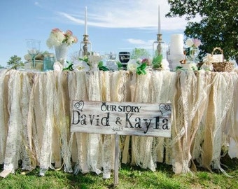 Wedding Garland, Wedding Decoration, Wedding Garland with Vintage Lace and Ribbon