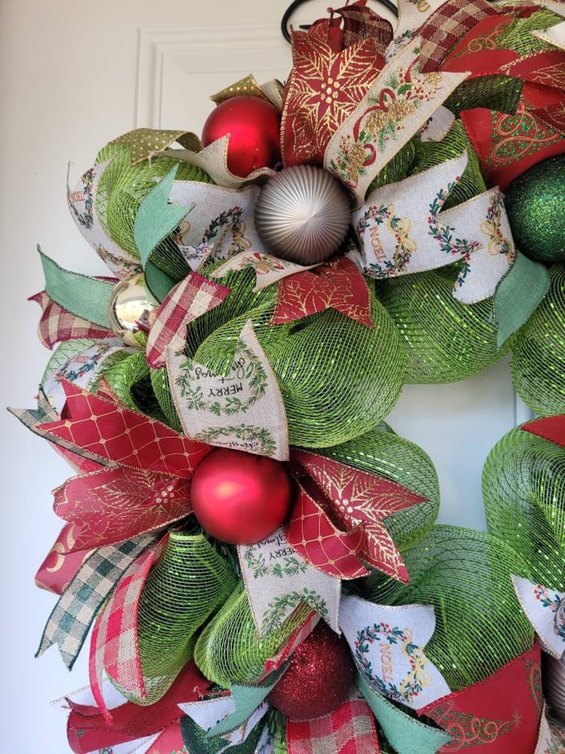 Best Seller Funky Christmas Wreath, Christmas Door Wreath, Holiday Wreath, Traditional Wreath, Christmas Decoration, Door Wreath image 10