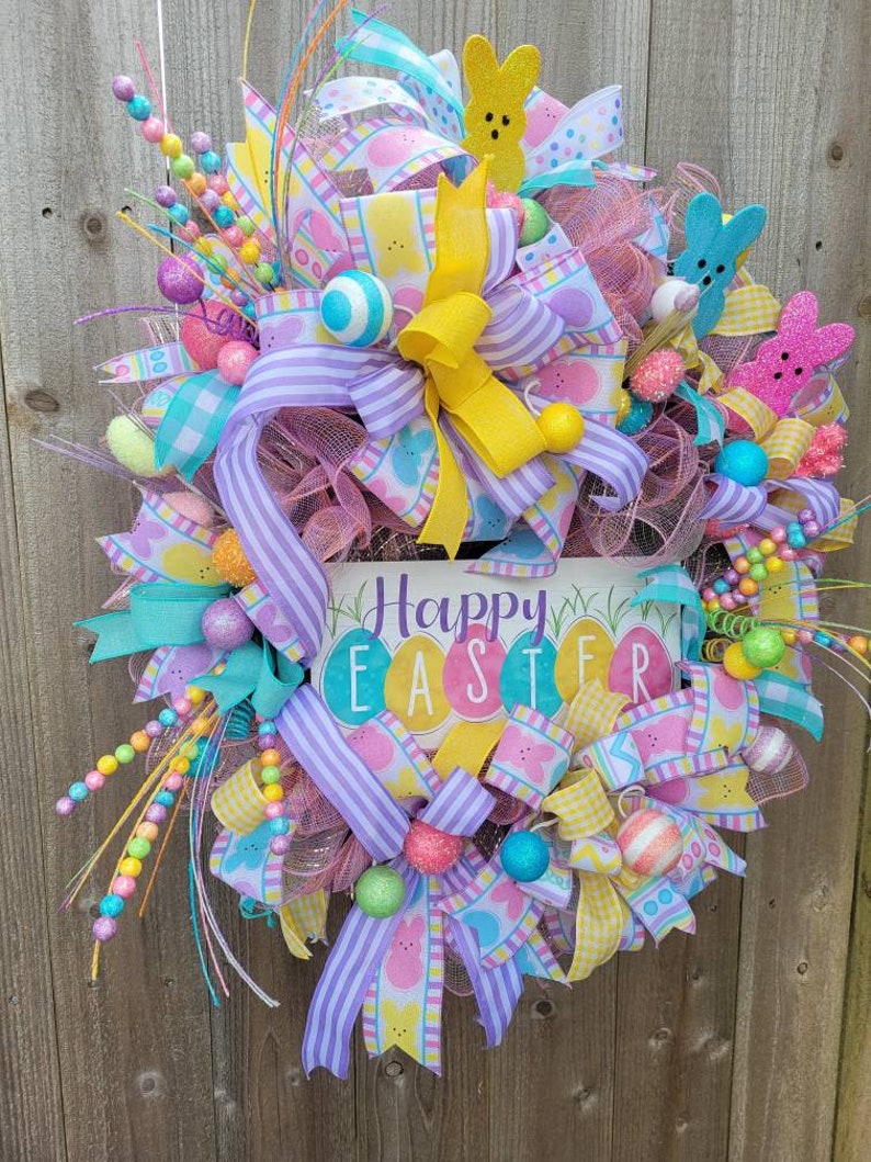 Easter Wreath, Spring Wreath, Easter Door Wreath, Front Porch Wreath, Front Door Wreath, Wreath with Easter signs, wreath for Easter image 10