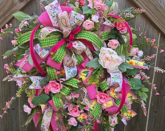 Floral Everyday Wreath for Your Front Door or Home or Your Business or Gift or Business or Backdoor Accent Decoration with garden flowers