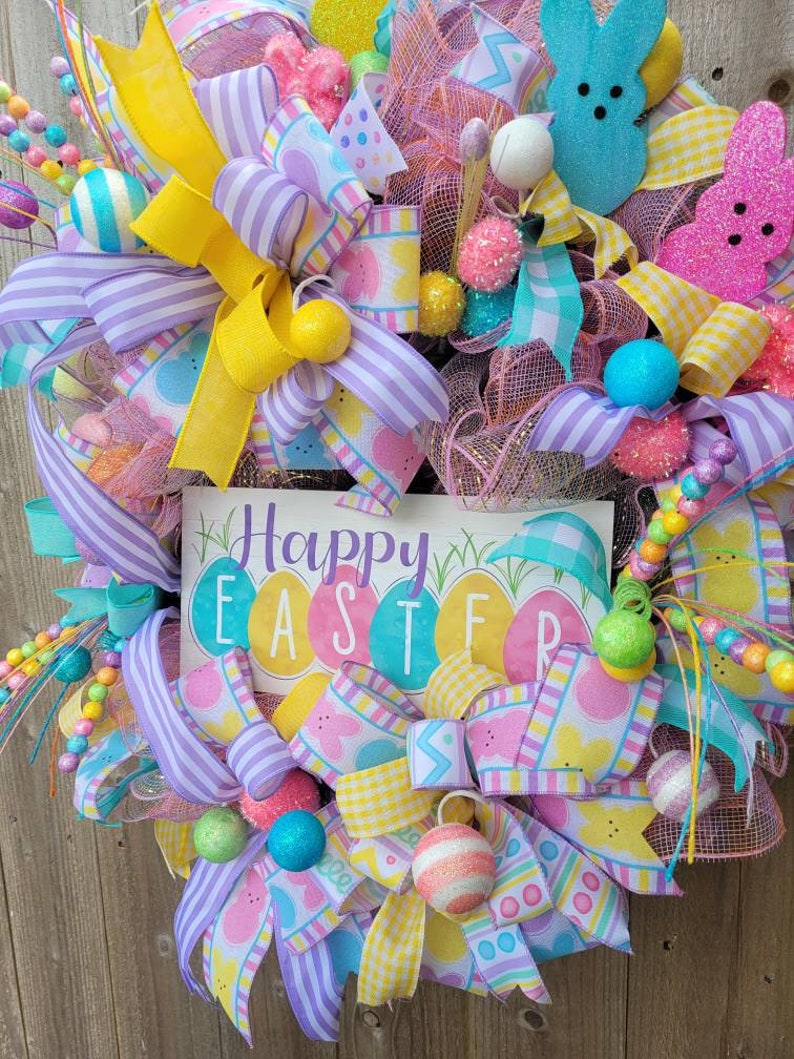 Easter Wreath, Spring Wreath, Easter Door Wreath, Front Porch Wreath, Front Door Wreath, Wreath with Easter signs, wreath for Easter image 9