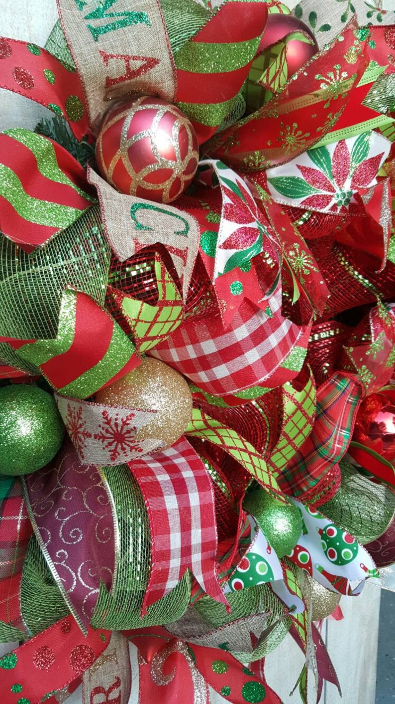 Traditional Wreath Door Wreath Fun and Funky yet Traditional Christmas Wreath Christmas Door Wreath Holiday Wreath Christmas Decoration