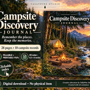 Camping Journal Printable & Fillable PDF | Campsite Logbook | 28 Pages | US Letter Digital Download
