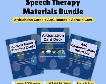 Speech Therapy Bundle Articulation Cards AAC Communication Board Apraxia Cards SLP Printable PDF Therapist Resource Speech Pathology