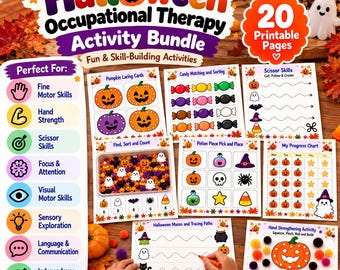 Halloween Occupational Therapy Printable Bundle, Fine Motor Activities for Kids