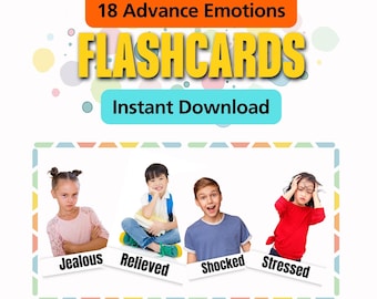 Advanced Emotions Flashcards for Autism, ADHD, Emotional Regulation Tool (Digital Download)