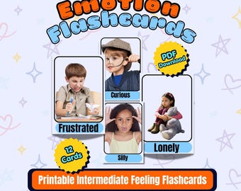 Intermediate Emotion Flashcards for Kids, SEL Coping Skills (Digital Download)