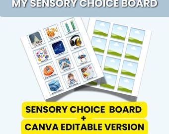 Sensory Choice Board for Autism & SPD | Visual Schedule, Calm Down Sensory Cards (Digital Download)
