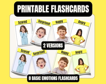 Basic Emotions Flashcards, Toddler Feelings Cards Printable, Speech Therapy Materials, Montessori Emotions, Digital Download