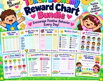 Token Reward Board Printable, Behavior Chart for Kids, Reward Chart, Positive Behavior, Visual Routine, Printable PDF