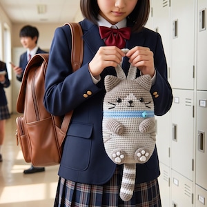 Crochet Cat Face Bag Pattern, Kawaii Phone Coin Purse, Animal Drawstring PDF