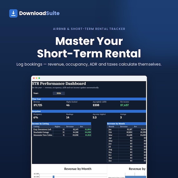 Airbnb Spreadsheet, Short-Term Rental Tracker for Hosts, Booking Income and Expense Tracker, Occupancy + ADR & Schedule E Tax, Google Sheets