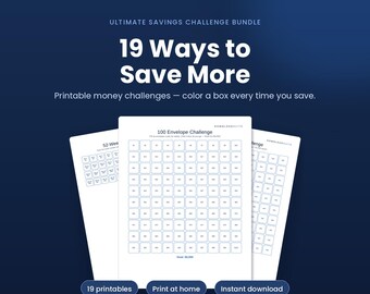 Savings Challenge Bundle, 19 Money Saving Challenges Printable, 100 Envelope & 52 Week Challenge, 1000-10000 Savings Tracker Cash Stuffing