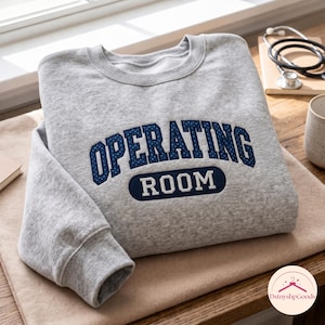 Embroidered Applique Operating Room Nurse Sweatshirt, OR Nurse Crewneck, OR Nurse Polka Dot Shirt, Graduation OR Nurse Gift