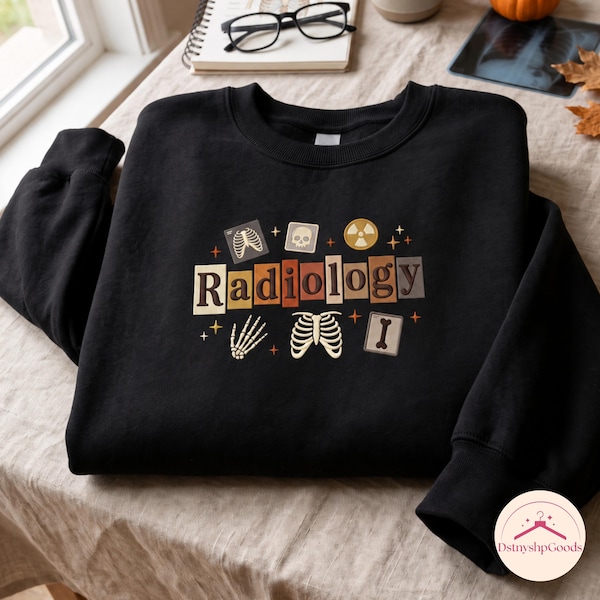 Embroidered Halloween Radiology Sweatshirt, Spooky XRAY Tee, Gothic Bat Radiology Shirt