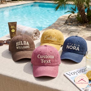 Custom Embroidered Unisex Cap, Personalized Text Monogram Hat, Cotton Washed Dad Hat