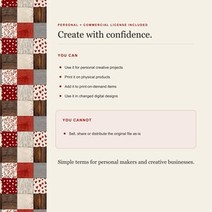 Personal and commercial use summary beside a strip of the pattern.